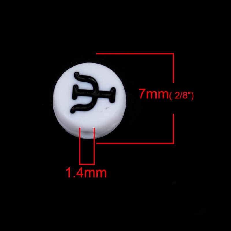 JGFinds 200 Pack Greek Alphabet Letter Beads 7mm Flat Round with 1.4mm Hole (White) - Image 2